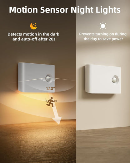 6 Pack Motion Sensor Night Lights, Sync LED Stair Lights Indoor, 1500Mah Rechargeable, Magnetic & Dimmable, 3000K Soft White, Portable Nightlight for Hallway, Stairs, Bathroom, Bedroom
