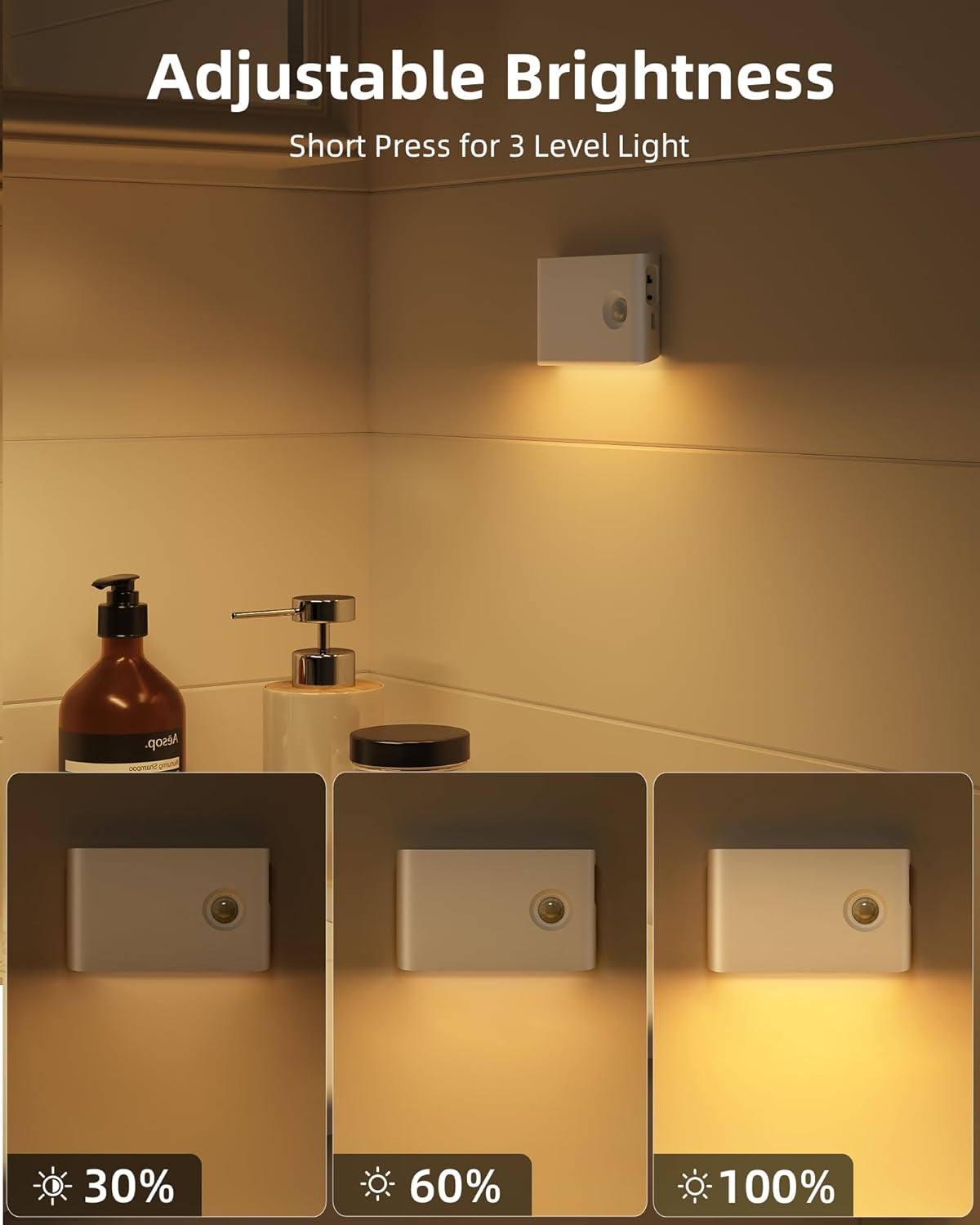 6 Pack Motion Sensor Night Lights, Sync LED Stair Lights Indoor, 1500Mah Rechargeable, Magnetic & Dimmable, 3000K Soft White, Portable Nightlight for Hallway, Stairs, Bathroom, Bedroom