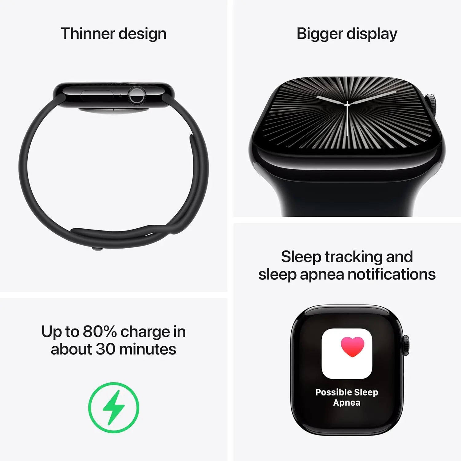 Watch Series 10 GPS Smartwatch with Aluminium Case with Sport Band Water Resistant Always-On Retina Display