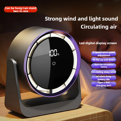 Desktop Fan Digital Display Touch Screen Home Dormitory Wall-Mounted Two-In-One Mini Circulating Small Fans 2025 New