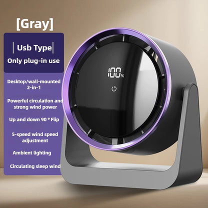 Desktop Fan Digital Display Touch Screen Home Dormitory Wall-Mounted Two-In-One Mini Circulating Small Fans 2025 New