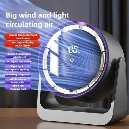 Desktop Fan Digital Display Touch Screen Home Dormitory Wall-Mounted Two-In-One Mini Circulating Small Fans 2025 New