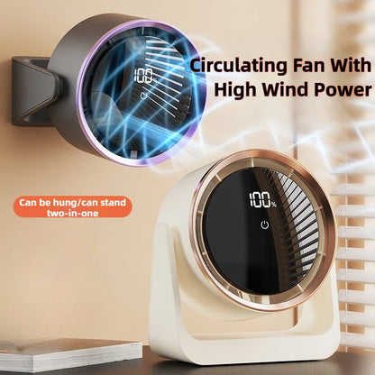 Desktop Fan Digital Display Touch Screen Home Dormitory Wall-Mounted Two-In-One Mini Circulating Small Fans 2025 New