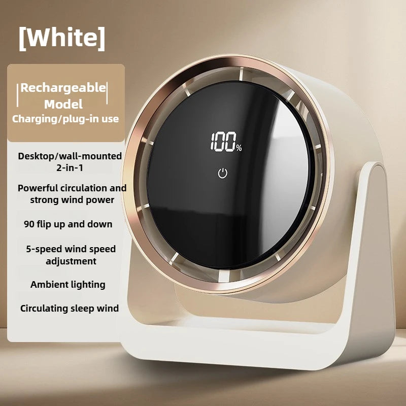 Desktop Fan Digital Display Touch Screen Home Dormitory Wall-Mounted Two-In-One Mini Circulating Small Fans 2025 New