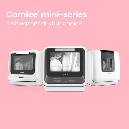 Portable Mini Dishwasher Countertop with 1.32Gal Built-In Water Tank for Apartments& Rvs, No Hookup Needed, 6 Programs, 360° Dual Spray, 162℉ High-Temp& Air-Dry Function