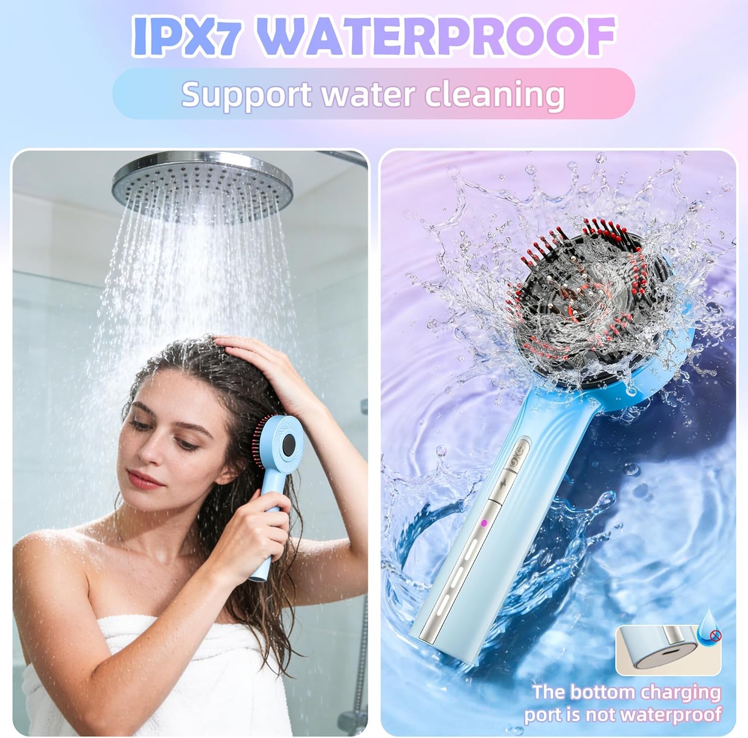 3-In-1 Hair Oil Applicator & Cordless Electric Head Massager,Electric Scalp Massager,Ipx7 Waterproof, Portable Scalp Brush for Home & Travel