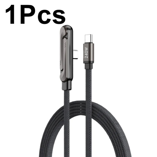 1/2Pcs 240W PD Typec Mobile Phone Charger 2-In-1 Invisible Phone Stand Game Ellow Fast Charging Cable Cord with Folding Holder